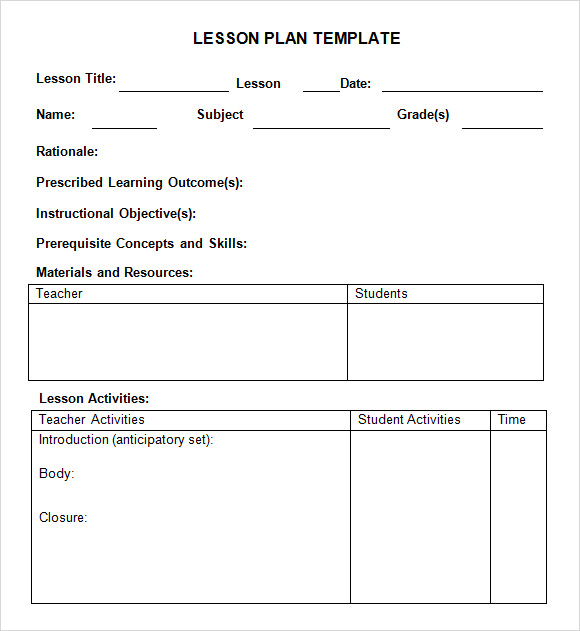 Editable Lesson Plan Template from images.sampletemplates.com