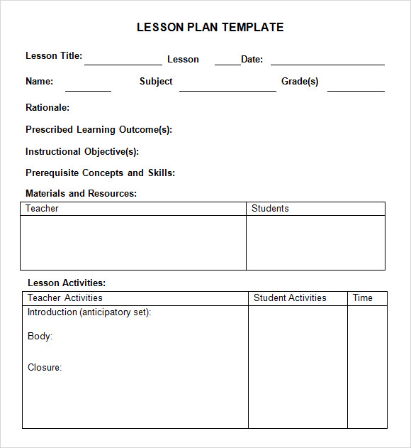 Free Weekly Lesson Plan Template Google Docs