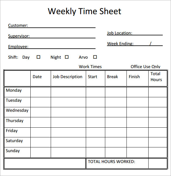 weekly timesheet printable