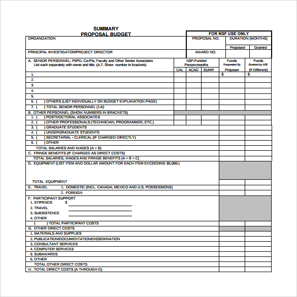 travel budget proposal template