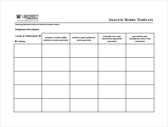 Editable Rubric Template