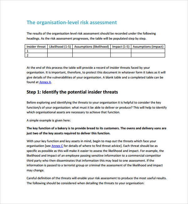 ACH Risk Assessment Template