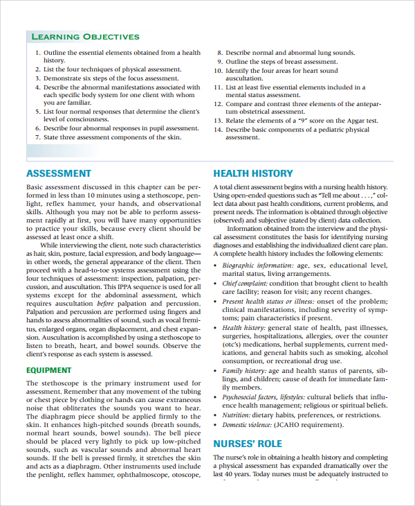 physical assessment template1