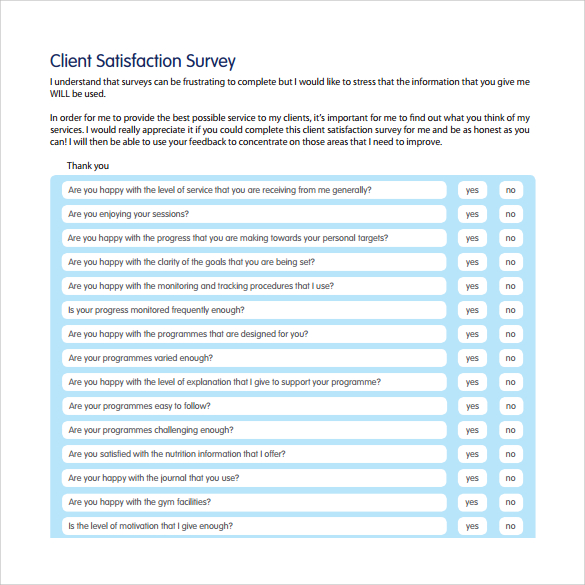 client satisfaction survey to print