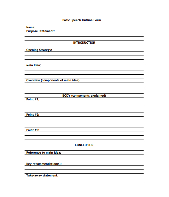 basic speech outline free pdf template download