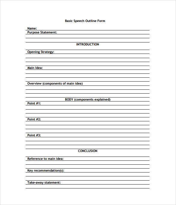 Free 9 Speech Outline Templates In Pdf Ms Word