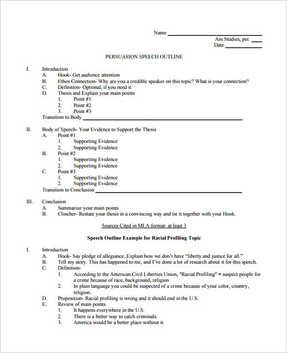 persuasive speech outline