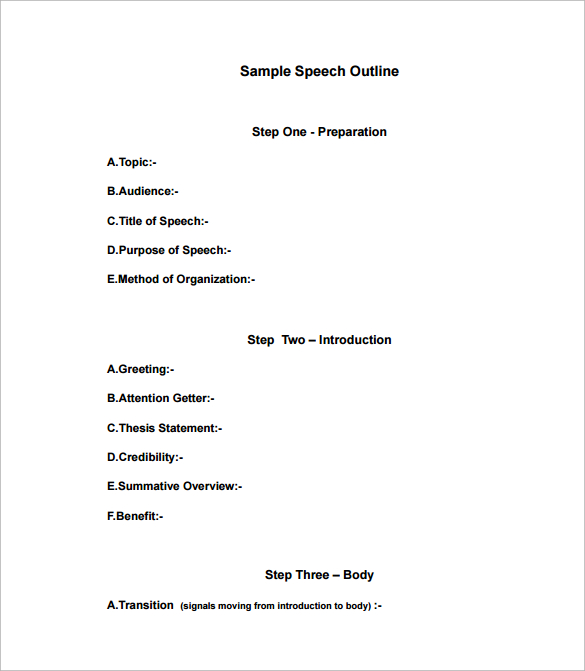 sample speech outline pdf template free download