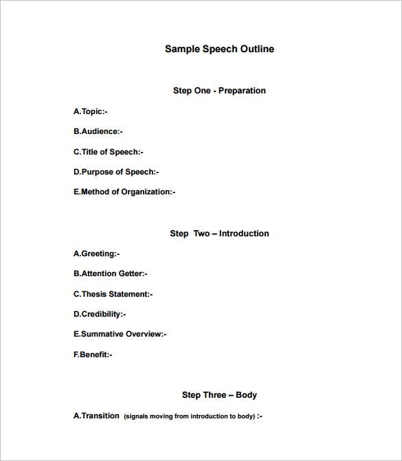 sample speech outline pdf