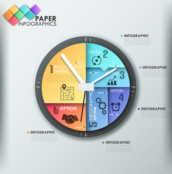 clock paper infographic template