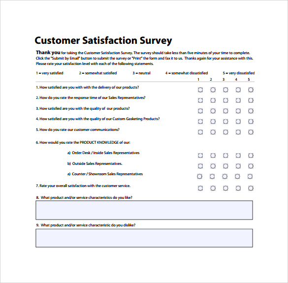 customer satisfaction survey to print