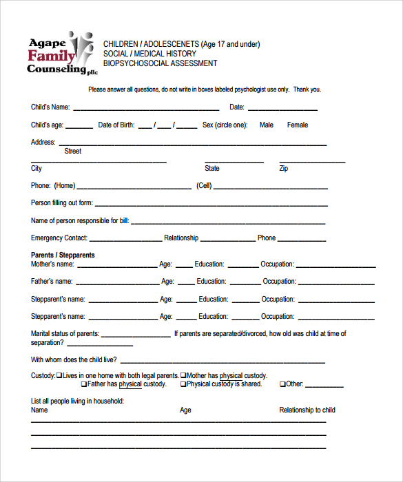 biopsychosocial assessment template