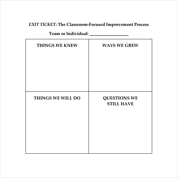 best exit ticket template