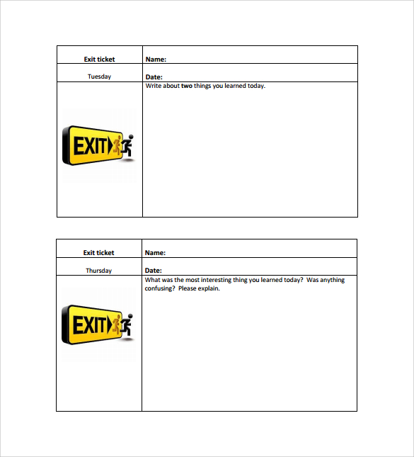 exit ticket template free