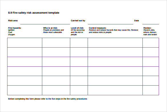 safety risk assessment template