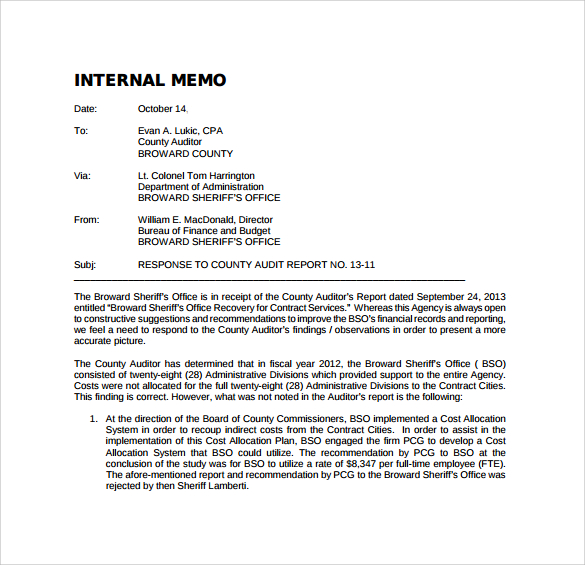 internal memo free download