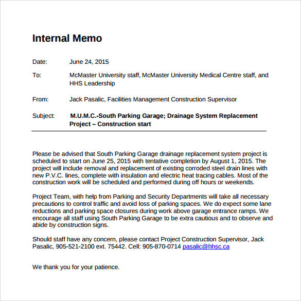 download internal memo for free