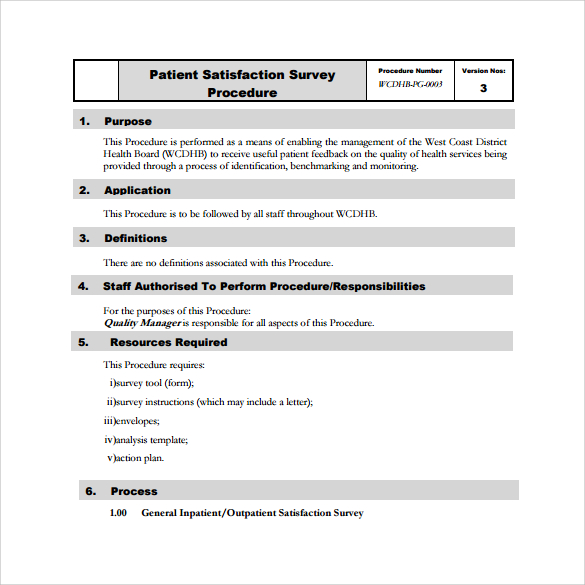 patient satisfaction survey procedure