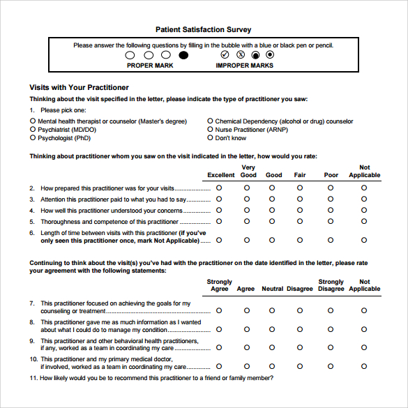 Patient Satisfaction Survey Template Free HQ Printable Documents