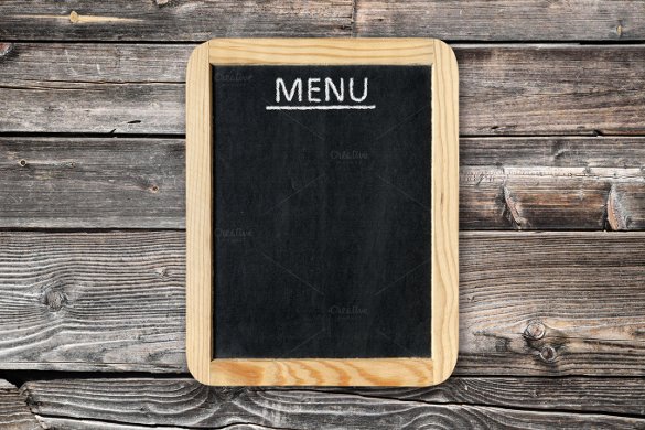 blank menu on wooden wall