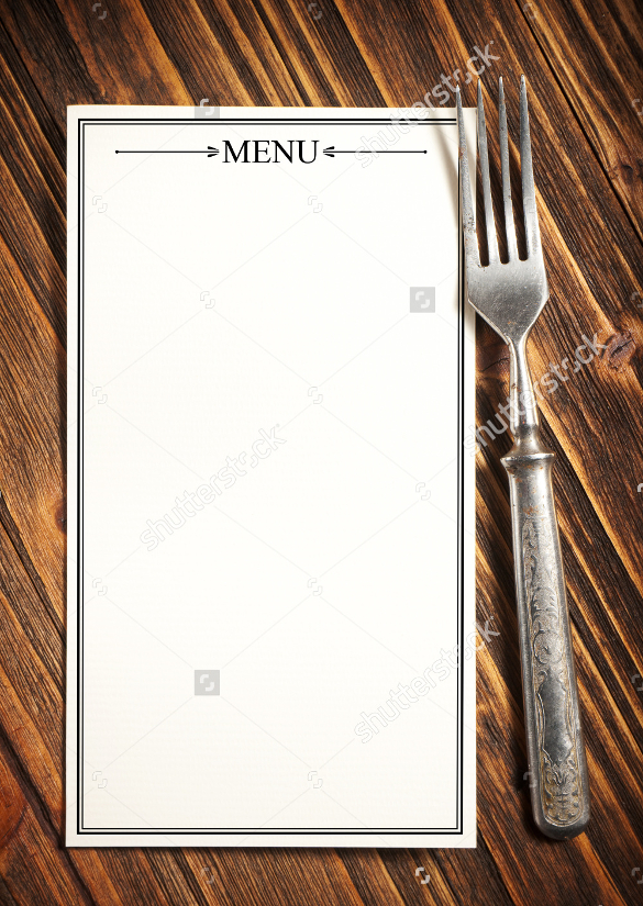 blank menu on the wooden board