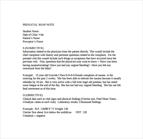 print soap note template