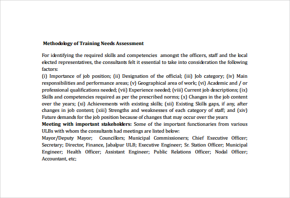 methodology of training needs assessment 