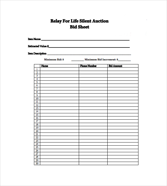 19+ Sample Silent Auction Bid Sheet Templates to Download Sample