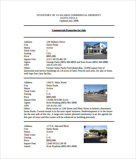 commercial property inventory template