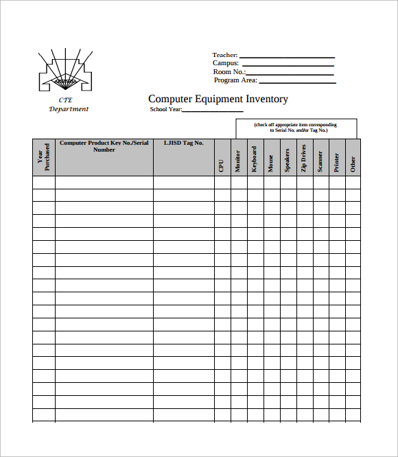 computer equipment inventory template