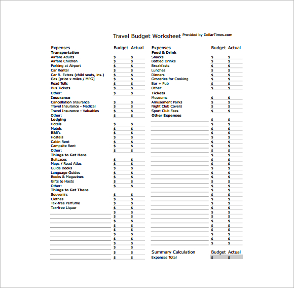 corporate travel budget template