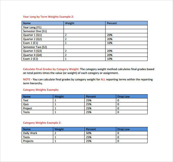 printable gradebook sample Sample Gradebook   Sample Templates Templates 8