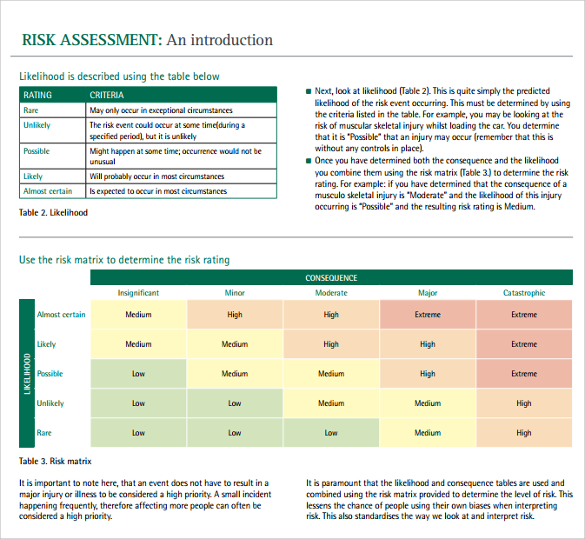 it risk assessment sample template