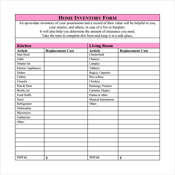 florida home inventory checklist