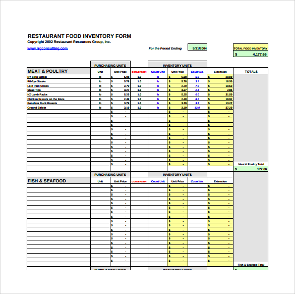 Excel Templates Restaurant Inventory