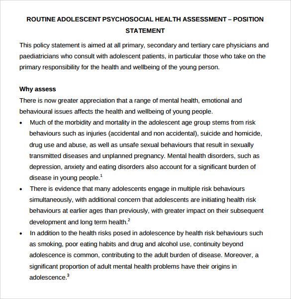 physociological health assessment template