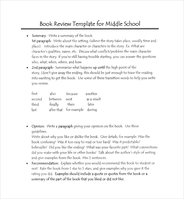 Sample of book report template