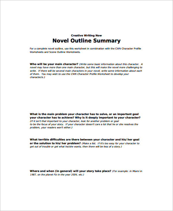 novel story outline template