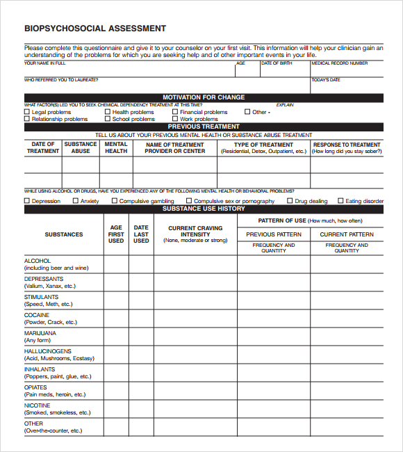 biopsychosocial assessment example