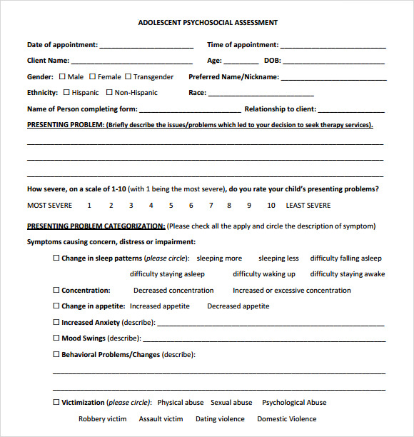 FREE 8 Sample Psychosocial Assessments In PDF