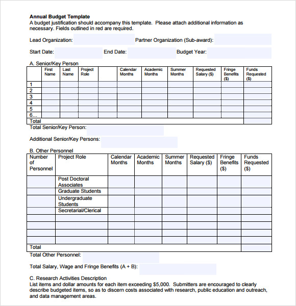 annual budget template pdf