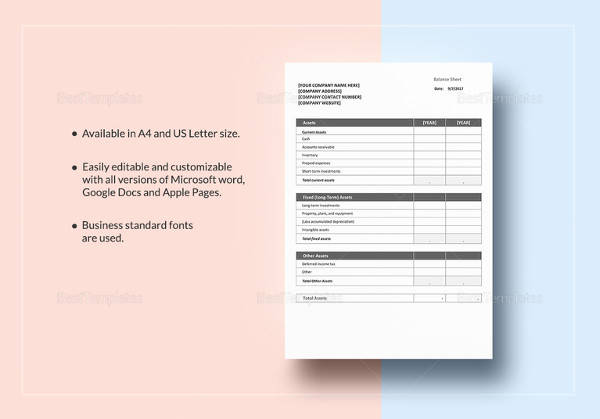 balance sheet template