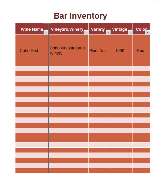 Bar Inventory Templates Free ~ Excel Templates