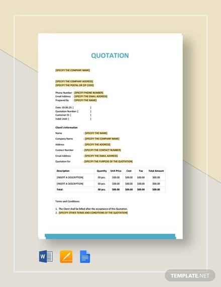 basic quotation template