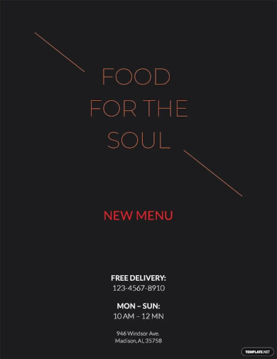 black blank menu template