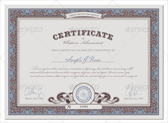 blank certificate template sample