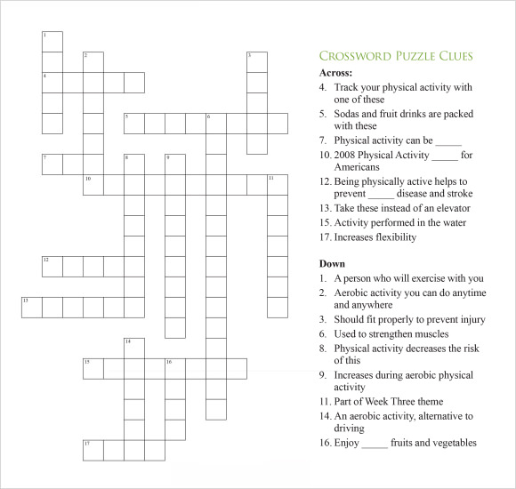 15 Word Crossword Puzzle Template