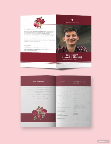 blank funeral program bi fold brochure template