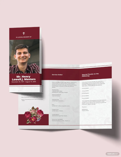 blank funeral program tri fold brochure template