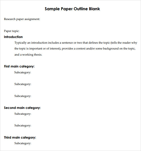 Outline of research paper pdf